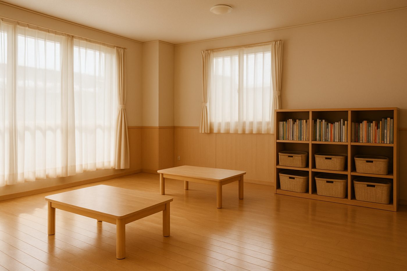 昼の光が入る活動室の全景